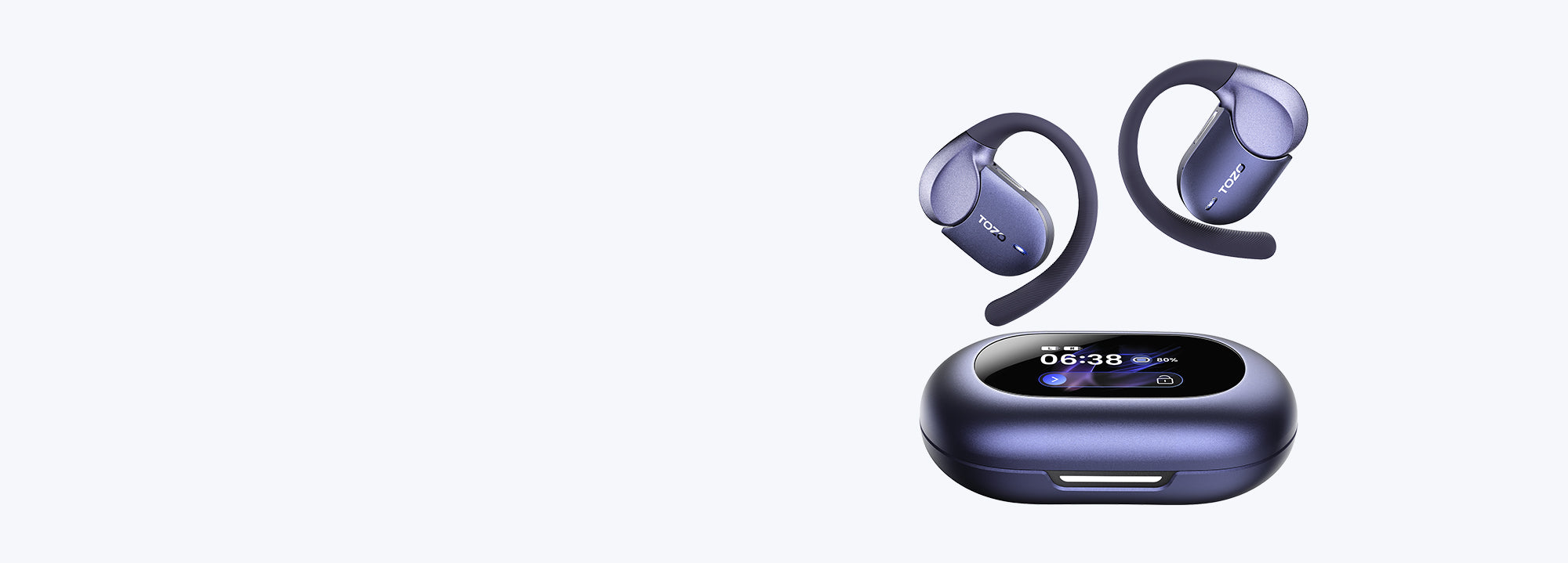 TOZO Open X2 Pro open-ear earbuds and touch screen charging case